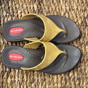 Okabashi Mustard and Charcoal Flip Flops